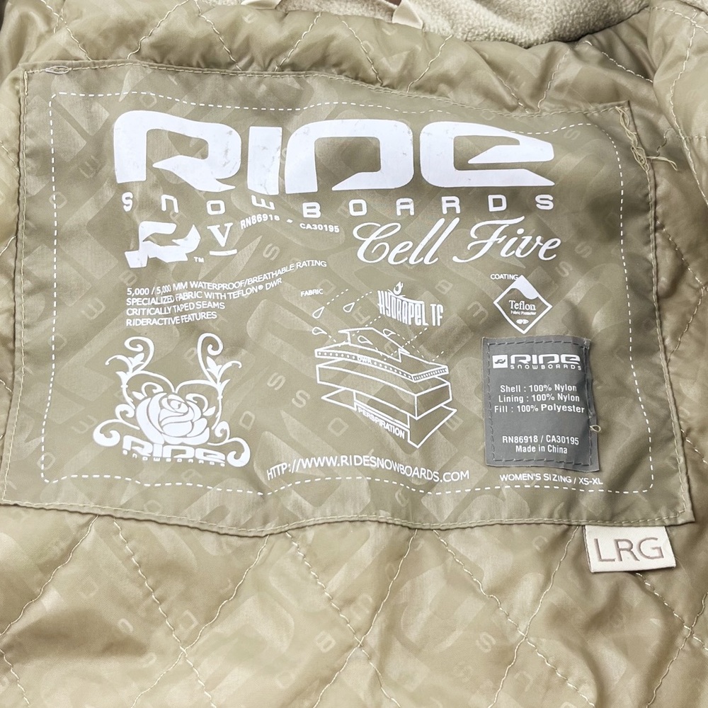 Ride Snowboards Cell Five Nylon Waterproof Teflon Hooded Hoodie Snow Jacket Top - Picture 5 of 11